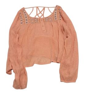 Mine Orange Embellished Long Sleeve Blouse